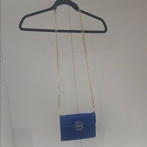 Tory Burch Blue Crossbody Bag with Gold Chain Strap